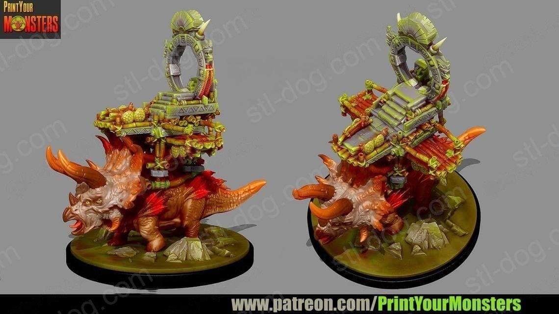 战锤 三角龙勇士(Stegadon Triceratops) 3D打印图纸